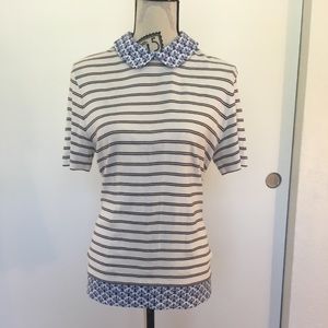 Tory Burch Peter Pan Collared Top - Size Large